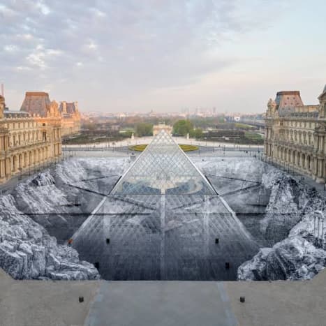 The Louvre&rsquo;s paper art installation was created by modern artist JR on the occasion of 30th anniversary of the Louvre Pyramid. This artwork has been praised for its brilliant optical illusion effect.