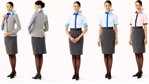 The new ANA flight attendant's uniform that was introduced on April 24th, 2014