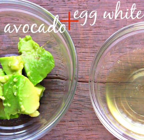 Gather your ingredients - simple, just some avocado and an egg white. Simple face masks are the best!