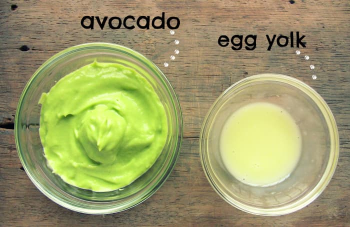 Blend avocado, whip the egg yolk, and mix the two to make your hair mask.