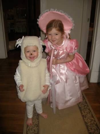 Sisters as Little Bo Peep and Her Sheep