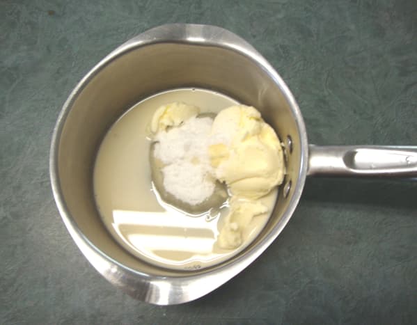 Start mixing the butter, sugar, and milk.