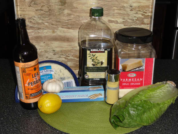 Ingredients for delicious Caesar salad dressing