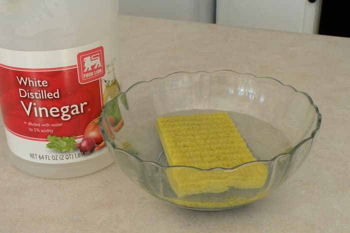 Wet sponge with water and a splash of vinegar before placing in the microwave.