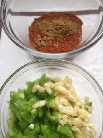 Chop your garlic and jalapeno. I only used one jalapeno because I am a weak sauce when it comes to spices. You can add two if you want!