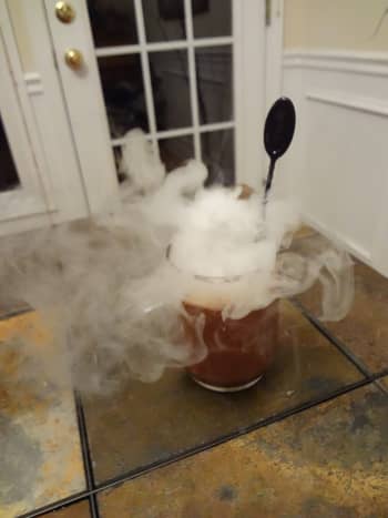 A warm cup of hot chocolate with foggy effects