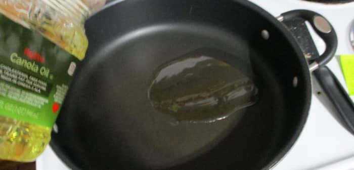 oil in pan, medium heat