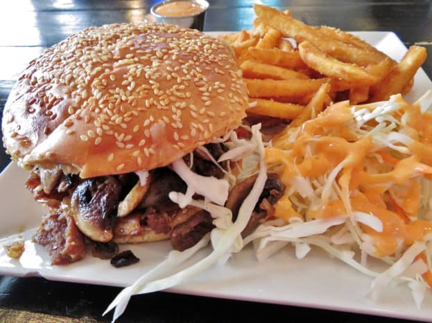 Bulgogi burger with fries