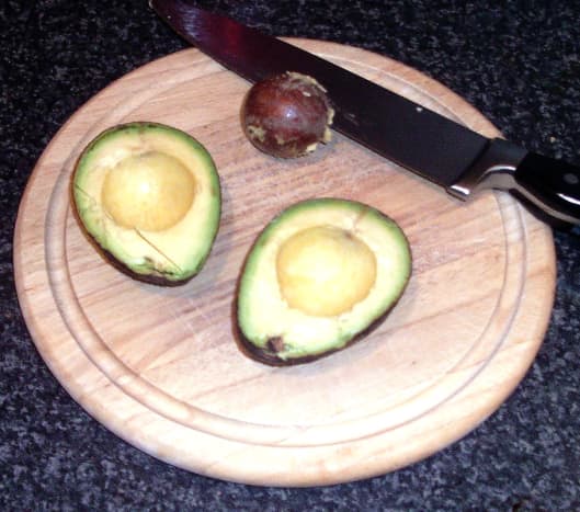 Stone is removed from avocado