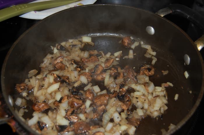Saute onions and mushrooms