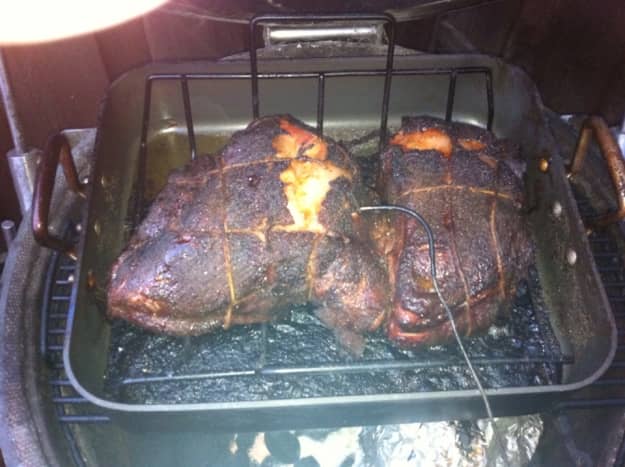 Take the pork shoulder off of the grill