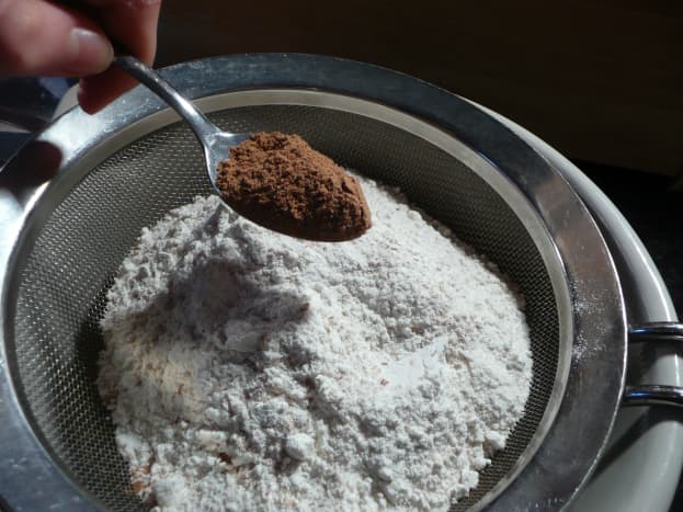 flour, baking powder, and a rounded teaspoon of cinnamon