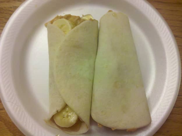 Our delicious peanut butter and banana wraps!