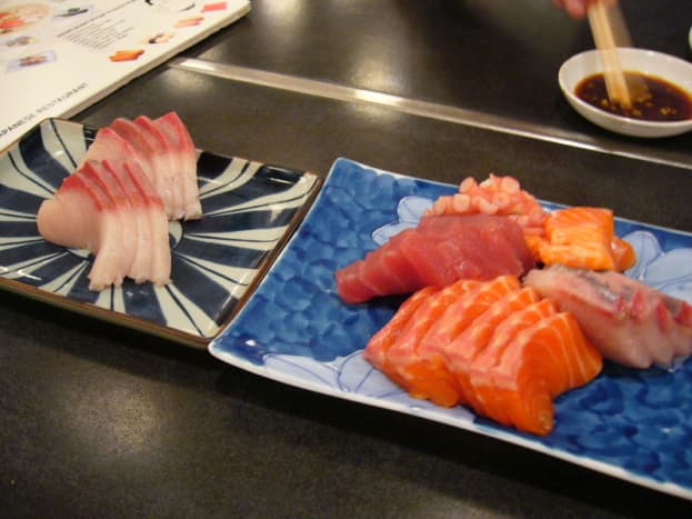 Variety of sashimi