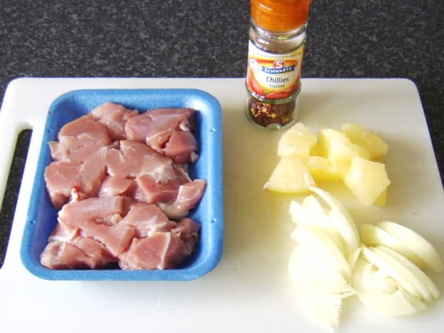Ingredients for a pork and pineapple pasty