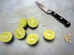 Cut Key limes in half and remove seeds