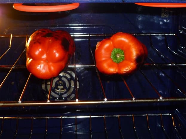 Char the peppers on all sides