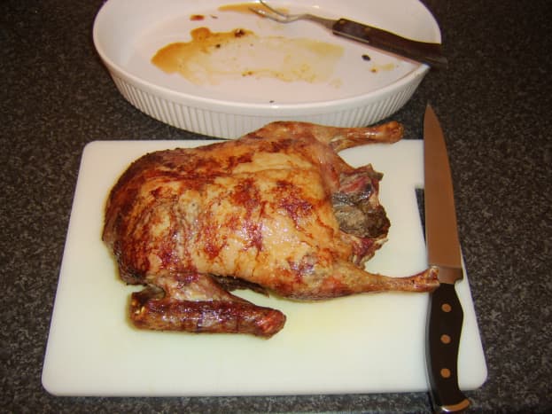Roast duck ready for carving