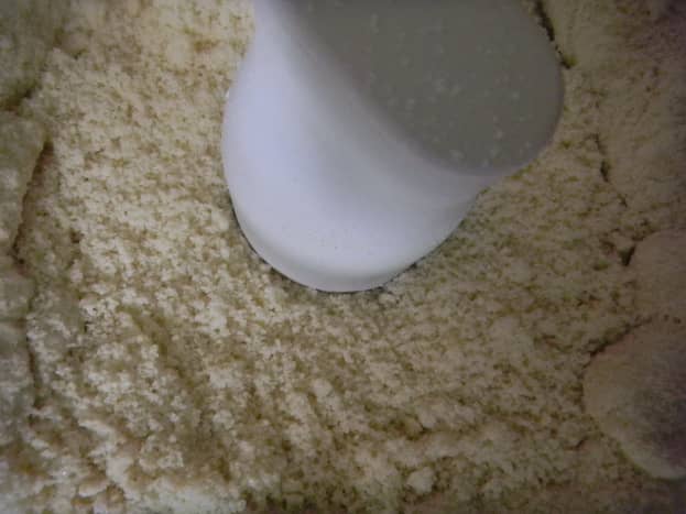 Place the dry ingredients into the food processor with the butter and mix to a bread crumb texture.