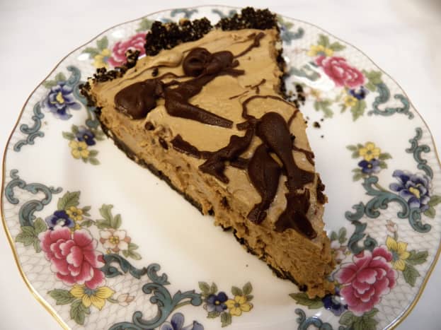 Peanut butter pie slices easily and looks elegant on a plate!