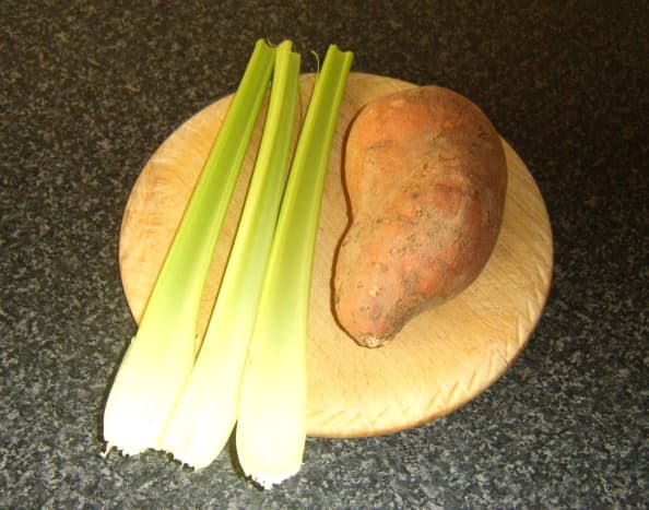 Celery and sweet potato for soup