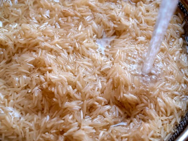 Step 1: Rinsed and soaked rice