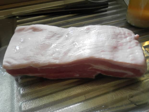 A nice slab of pork belly, even comes with a nipple (eek!). 