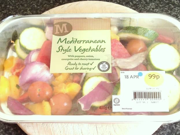 Mixed supermarket roasting vegetables