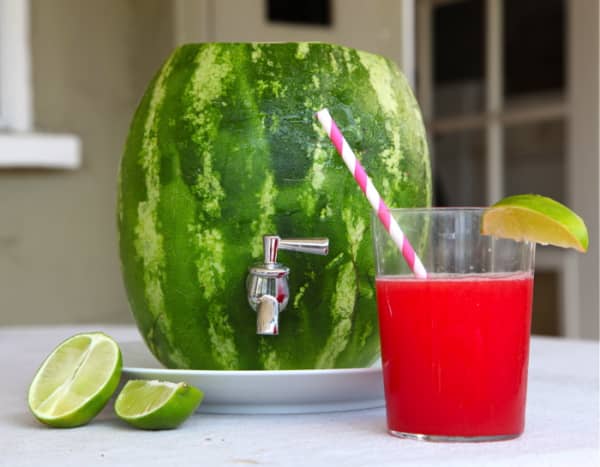 Watermelon keg ready to serve a refreshing watermelon drink.