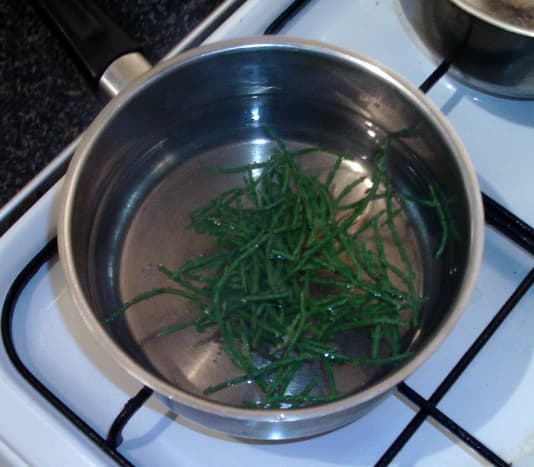 Samphire is simmered in water