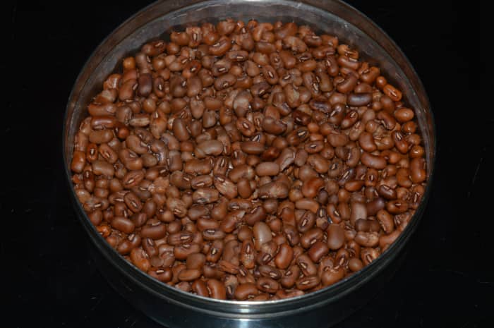 Step one: Cook black-eyed beans with just enough water