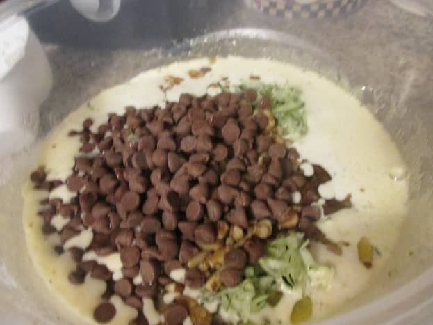 Batter with chocolate chips added