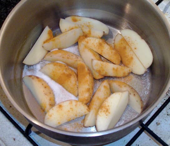 Seasoned wedges ready for boiling