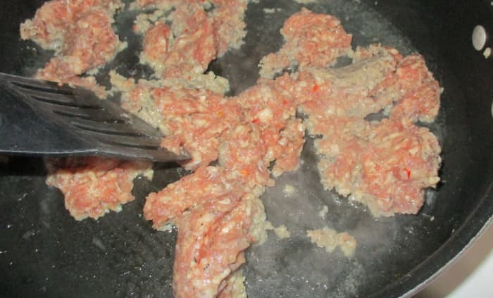 brown and break up sausage into small pieces