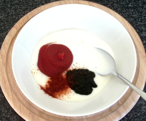 Sauce ingredients are added to mixing bowl