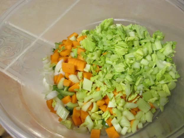 Chopped vegetables.