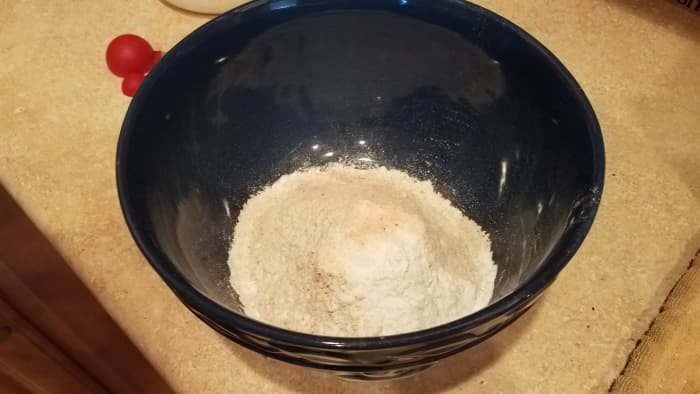 Start by mixing your dry ingredients together.