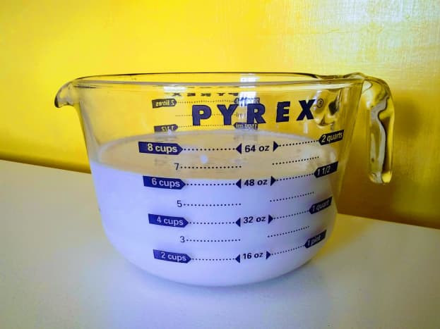 Measure coconut milk. Add slightly beaten eggs, or. . .