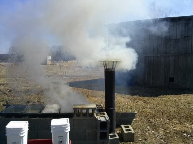 Our outdoor evaporator smoking and steaming away.