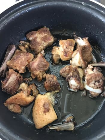 2 cups pork, boiled and fried