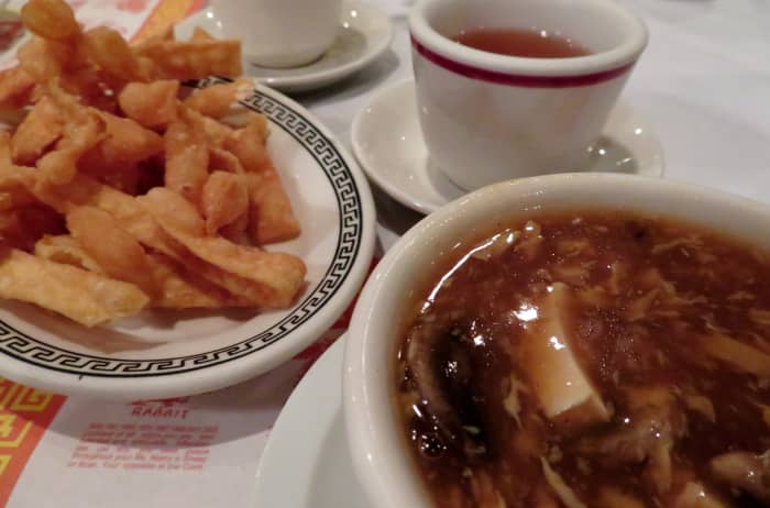 Hot and sour soup with hot tea