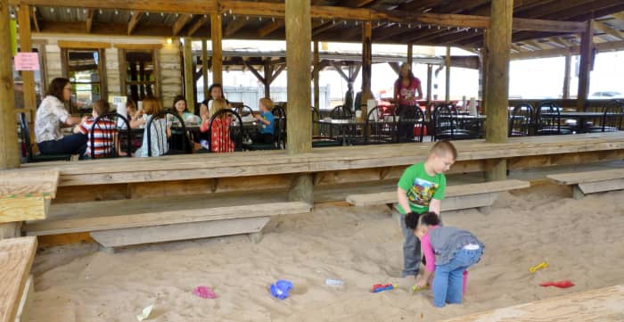 Covered sandbox for the kids