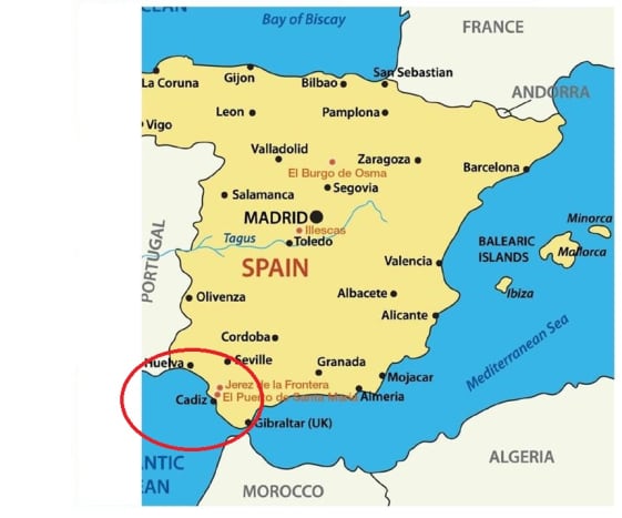 A map of Iberia (Spain), and then we begin to zero in on the triangle
