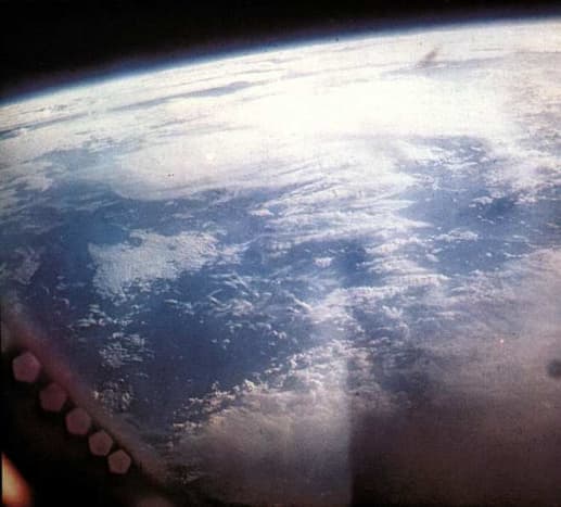 Photo of earth taken by Wally Schirra from orbit. Photo courtesy of NASA.