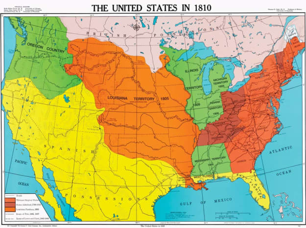 UNITED STATES MAP IN 1810