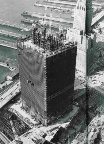 World Trade Center under construction, circa 1968.