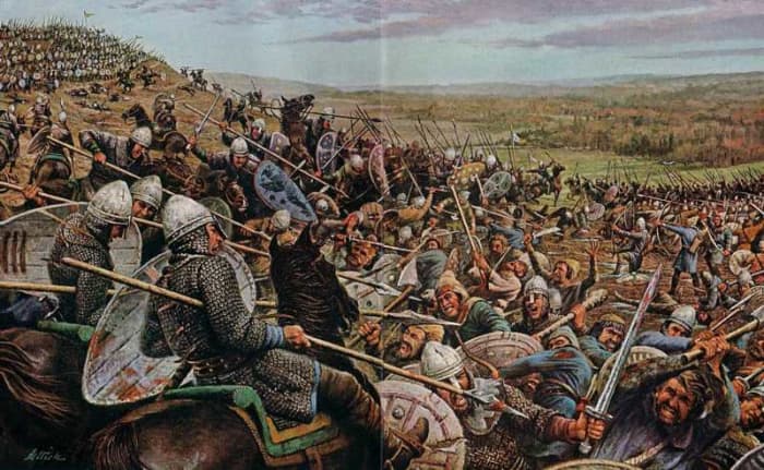 Opening gambit? When the Bretons fell back local fyrdmen chased downhill after them, to be cut off by William's cavalry and killed under the eyes of the others on the hill 