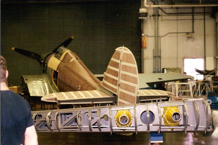 The Hawker Hurricane undergoing restoration at the Paul E. Garber Facility, Silver Hill, MD.