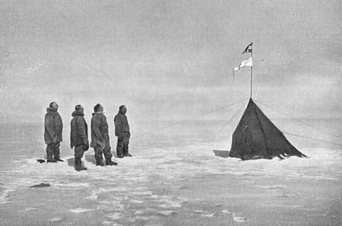 Amundsen and crew at the South Pole in 1911