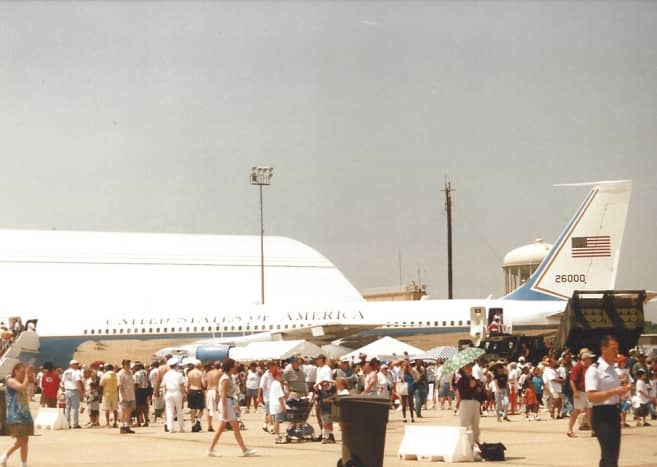 The presidential VC-137, tail number 26000, on display at Joint Base Andrews, MD, May 1998.  The public was allowed to look inside before the aircraft before it went to be put in the Air Force Museum at Wright-Patterson AFB, Ohio..